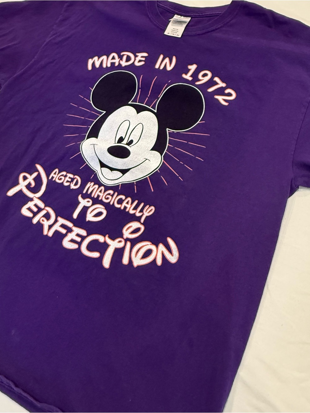 Vintage Y2K Mickey mouse Purple “Aged  magically to perfection Graphic” XL